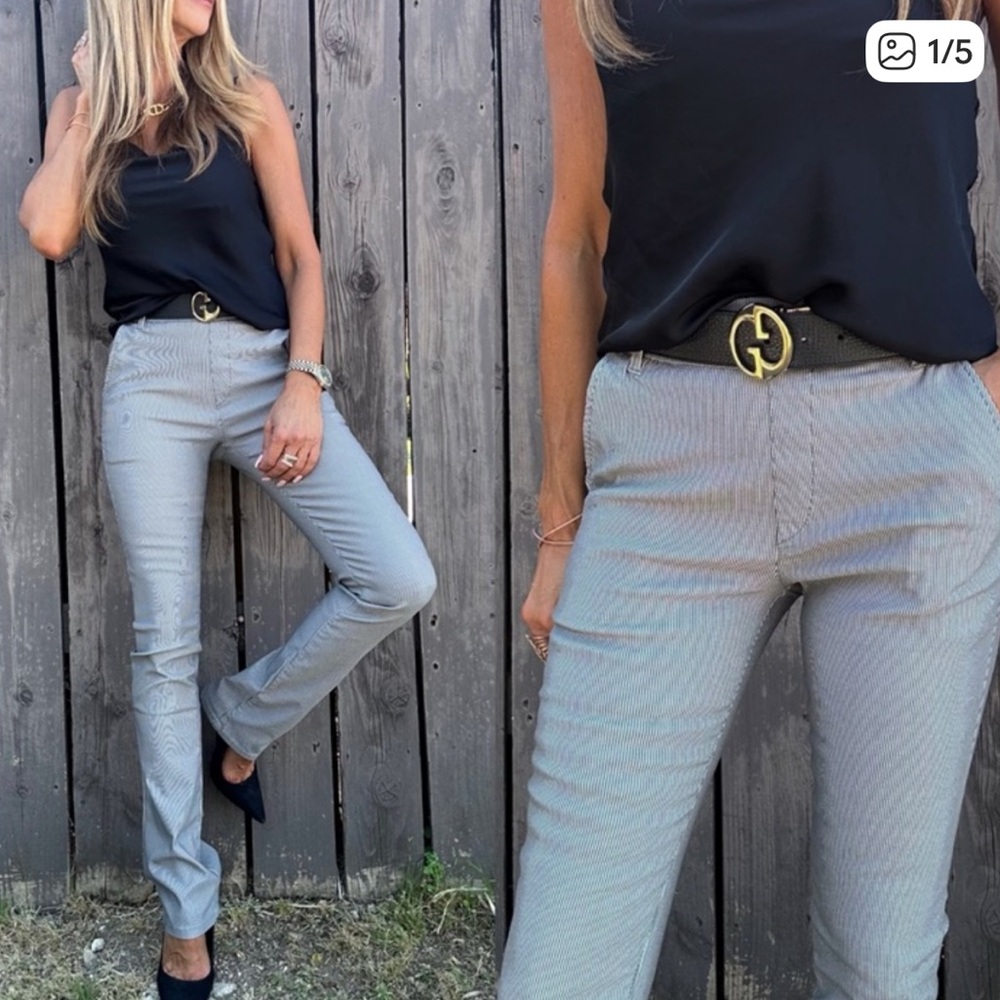 Bevy flog gray stretch striped pull on nansi pants